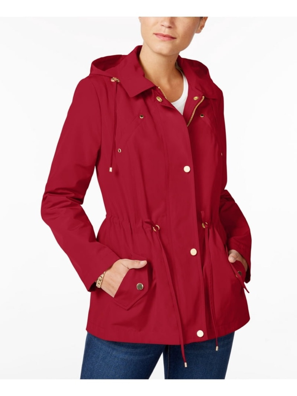 Charter Club Red Hooded Utility Jacket